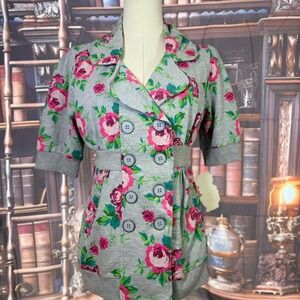 Vintage LA Kitty Floral Double Breasted Jacket NWT – Women's Size Large Deadstoc